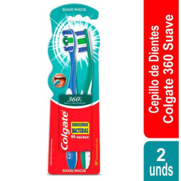 CEP.COLGATE 360 CABEZA NORMAL SUAVE 2X1 CEPILLOS