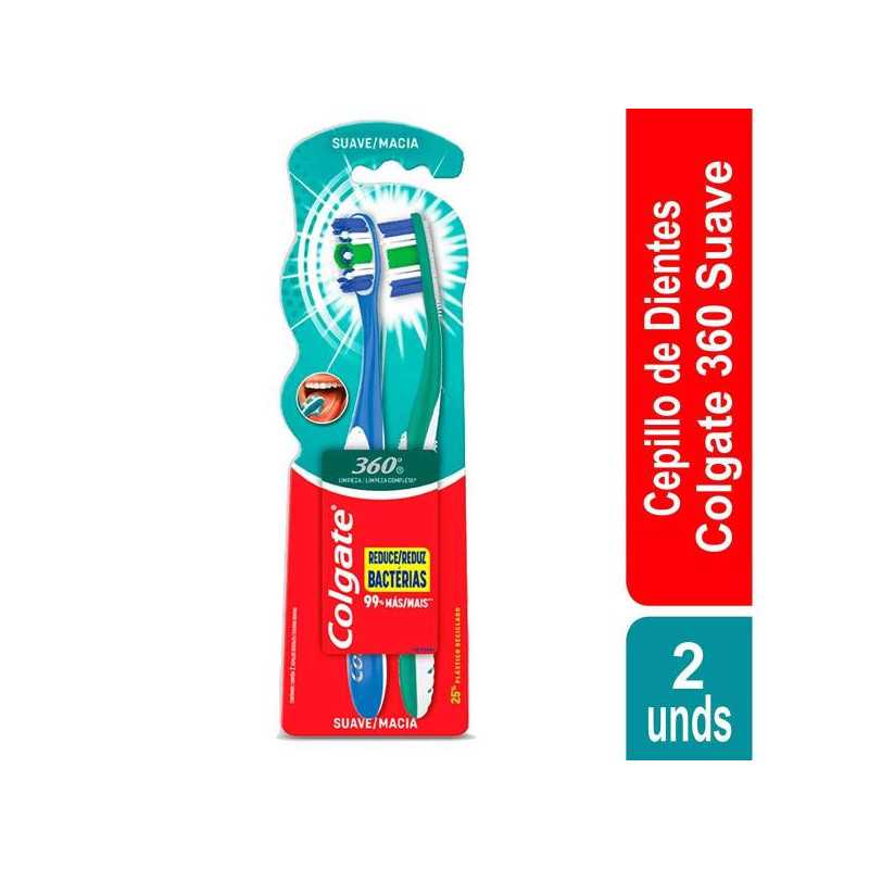 CEP.COLGATE 360 CABEZA NORMAL SUAVE 2X1 CEPILLOS CEP.COLGATE 360 CABEZA NORMAL SUAVE 2X1 CEPILLOS