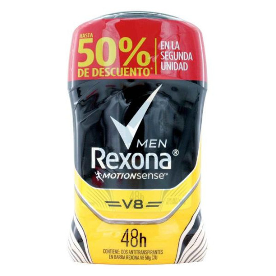 2 DTE.REXONA BARRA MEN V8 50 ML S.O H