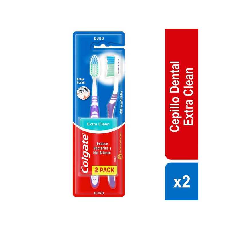 2 CEP.COLGATE EXTRA CLEAN DURO P.E CEPILLOS