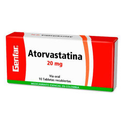 ATORVASTATINA 20 MG 10 TABLETAS GF ATORVASTATINA