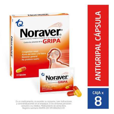 NORAVER G CONTRA LA GRIPA 8 CAPSULAS FENOL 