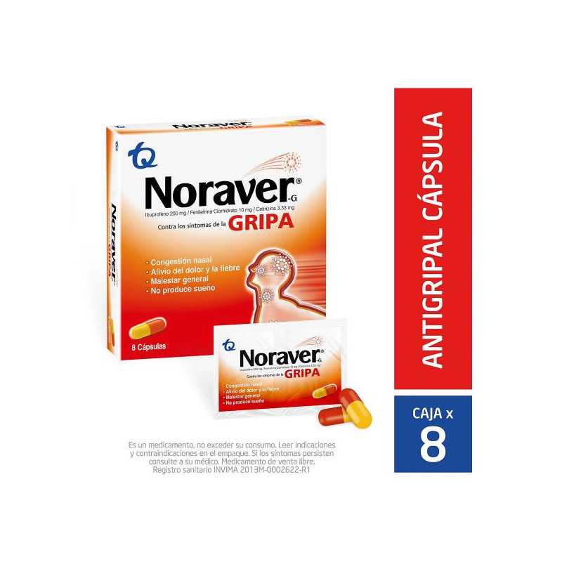 NORAVER G CONTRA LA GRIPA 8 CAPSULAS FENOL 