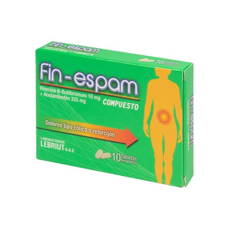 FIN-ESPAM COMPUESTO 10 MG 10 TABLETAS HIOSCINA BUTIL BROMURO-ACETAMINOFEN 