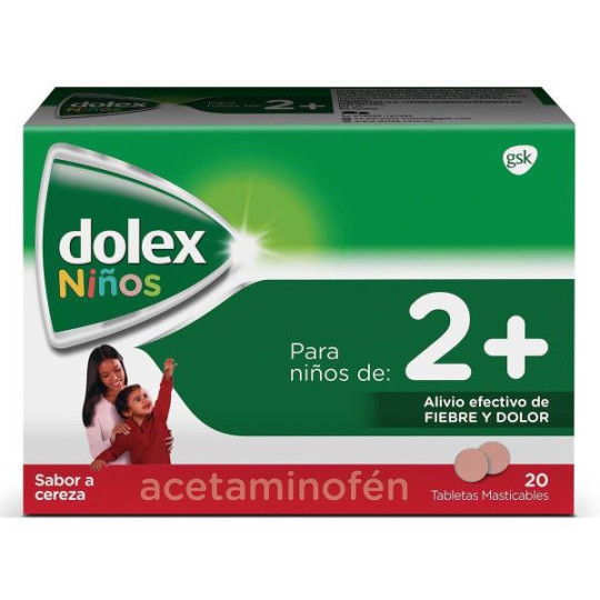 DOLEX PEDIATRICO 20 TABLETAS MASTICABLE ACETAMINOFEN