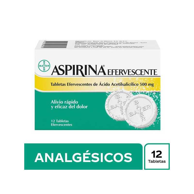 ASPIRINA EFERVESCENTE 500 MG 12 TABLETAS ACETILSALICILICO ACIDO