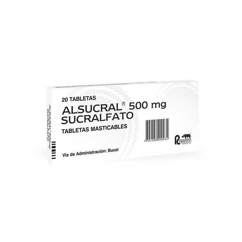 ALSUCRAL 500 MG MASTICABLE 20 TABLETAS SUCRALFATO