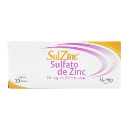 SULZINC 20 MG 30 TAB SULFATO DE ZINC SULZINC 20 MG 30 TAB SULFATO DE ZINC