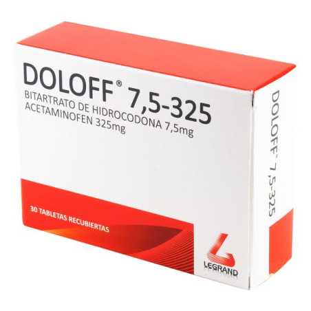 DOLOFF 7.5-325 30 TABLETAS (A) HIDROCODONA BITARTARO-ACETANINOFEN