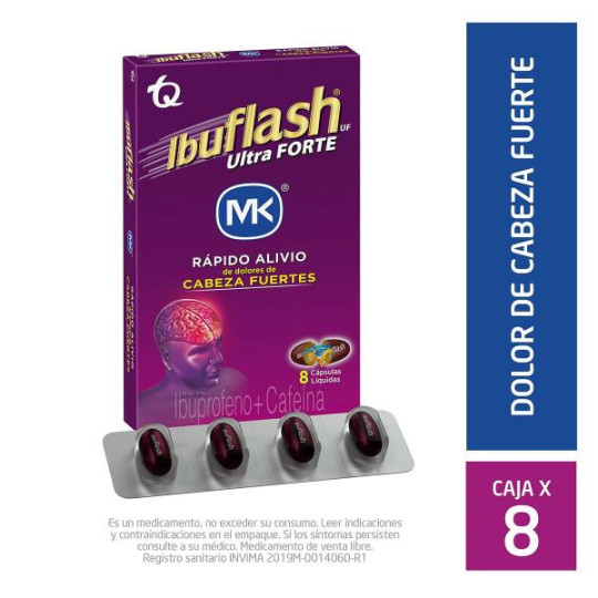 IBUFLASH ULTRA FORTE 8 CAPSULAS MK IBUPROFENO-CAFEINA