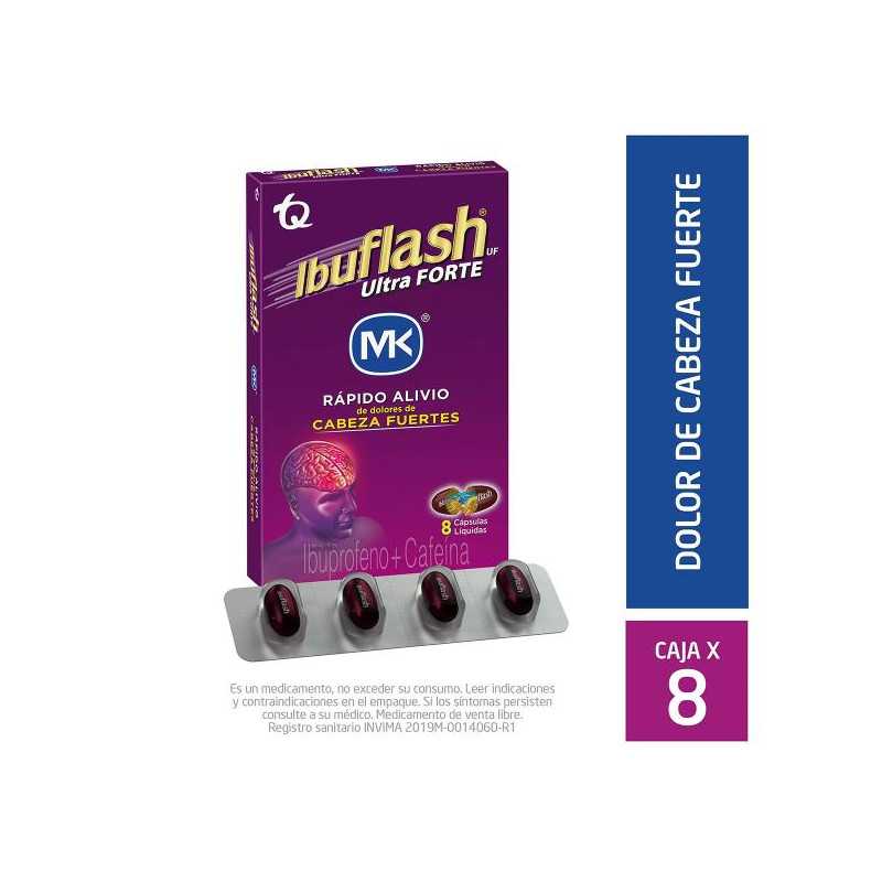 IBUFLASH ULTRA FORTE 8 CAPSULAS MK IBUPROFENO-CAFEINA