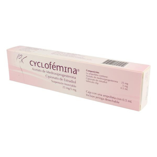 CYCLOFEMINA 1 AMPOLLA JERINGA MEDROXIPROGESTERONA