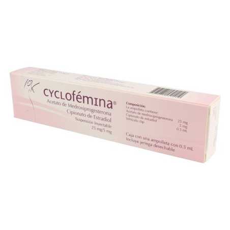 CYCLOFEMINA 1 AMPOLLA JERINGA MEDROXIPROGESTERONA