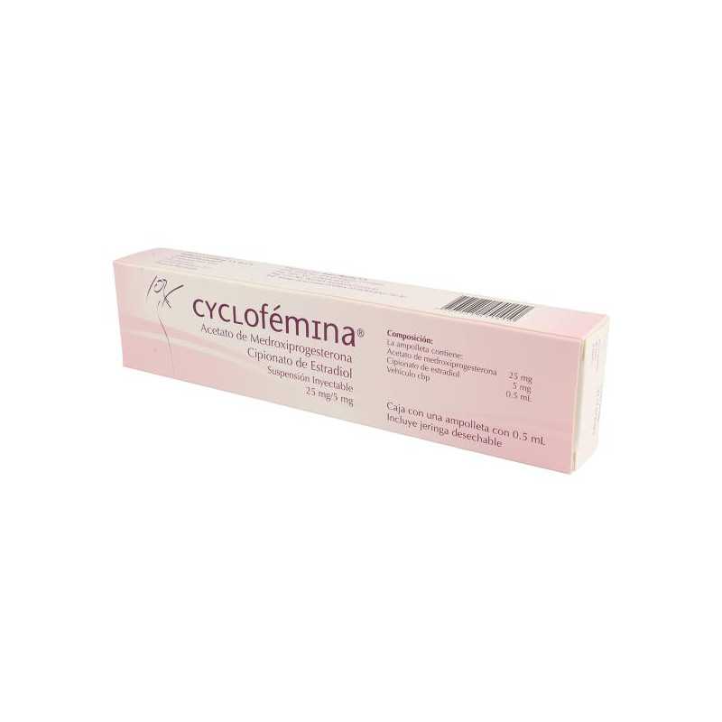 CYCLOFEMINA 1 AMPOLLA JERINGA MEDROXIPROGESTERONA