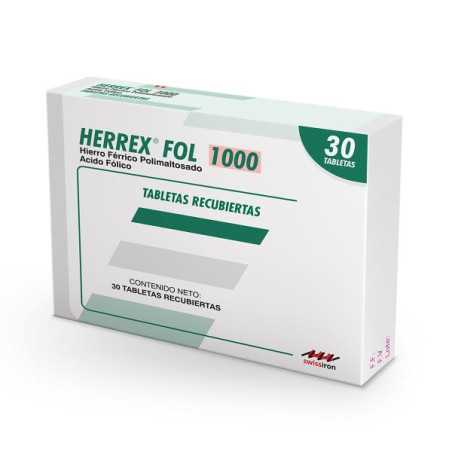 HERREX FOL 1000 MG 30 TABLETAS (A)(DA) HIERRO