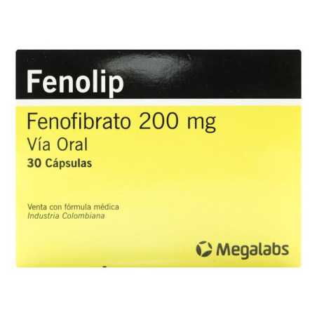 FENOLIP 200 MG 30 CAPSULAS FENOFIBRATO