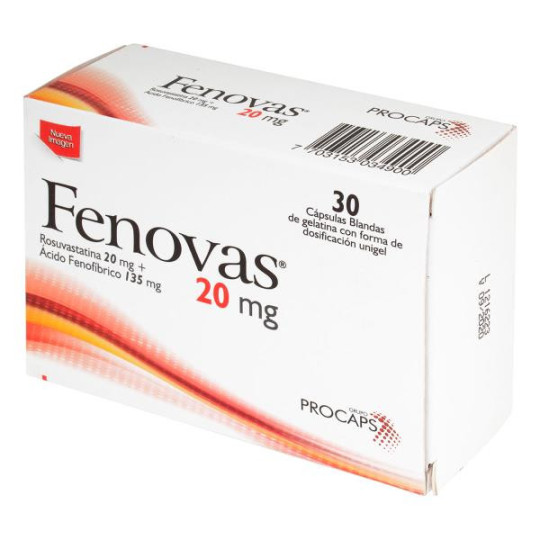 FENOVAS 20 MG 30 CAPS.BLANDAS(E)123456 ACIDO FENOFIBRICO-ROSUVASTATINA FENOVAS 20 MG 30 CAPS.BLANDAS(E)123456 ACIDO FENOFIBRICO-ROSUVASTATINA