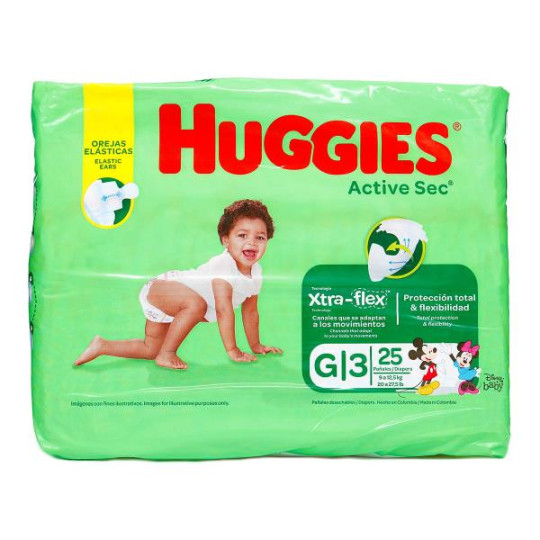 PAN.HUGGIES ACTIVE SEC ET.3 GDE 25 UNDS 