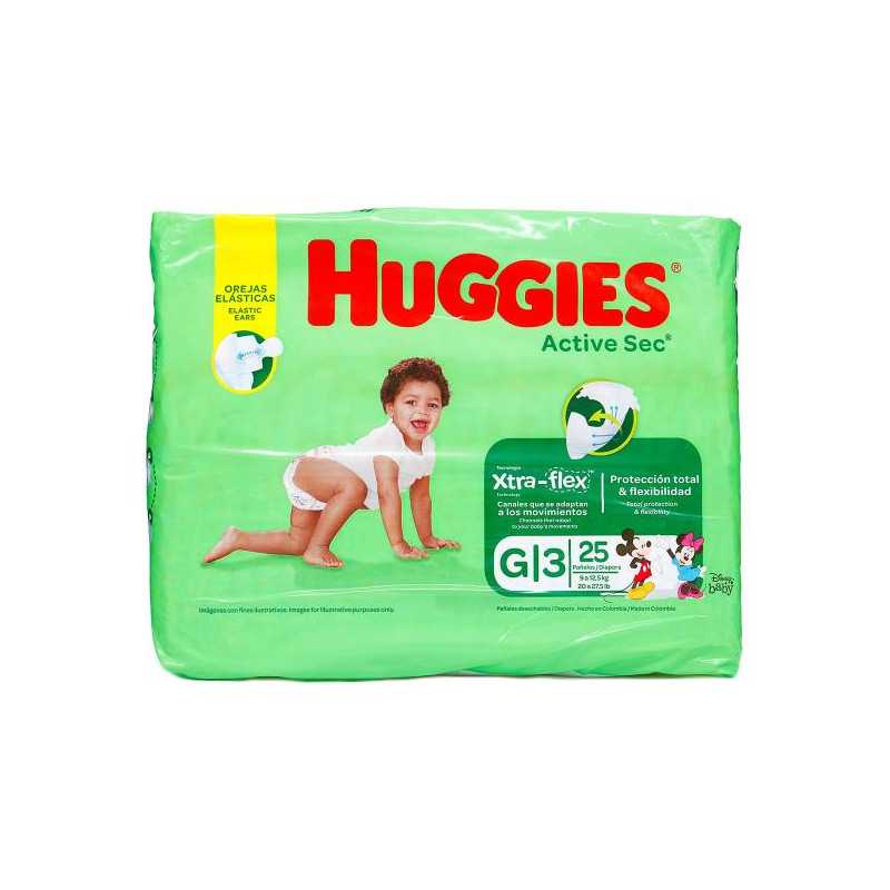 PAN.HUGGIES ACTIVE SEC ET.3 GDE 25 UNDS 