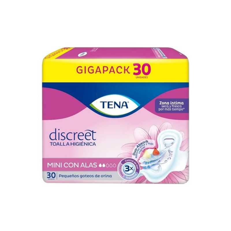 TOA.TENA MUJER MINI ALAS 30 UDS PANALES INCONTINENCIA