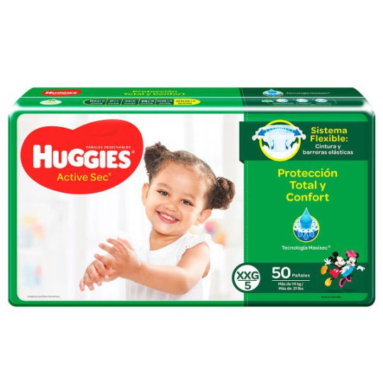 PAN.HUGGIES ACTIVE SEC ET.5 XXG 50 UDS PANALES
