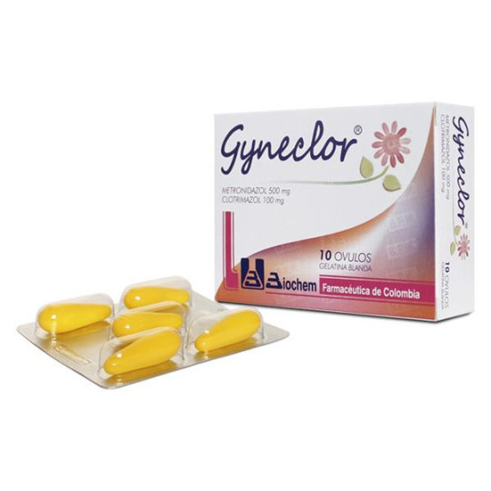 GYNECLOR 500 MG 10 OVULOS METRONIDAZOL-CLOTRIMAZOL