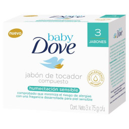 3 JABONES DOVE BABY HUMEC.SENSIBLE 75 GR JABONES