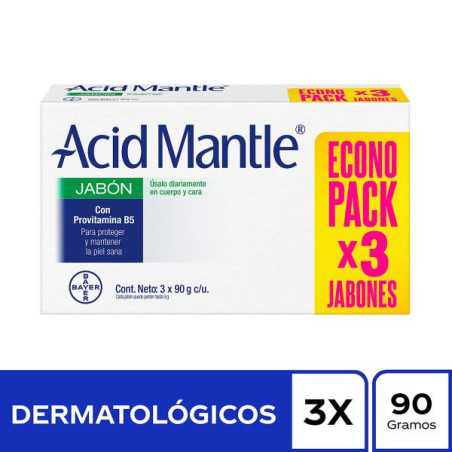 3 JABONES ACID MANTLE 90GR ECONOPACK ACETATO DE ALUMINIO