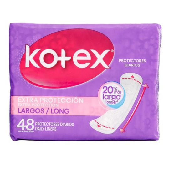 PROTECTORES DIARIOS KOTEX LARGOS 48 UNDS 