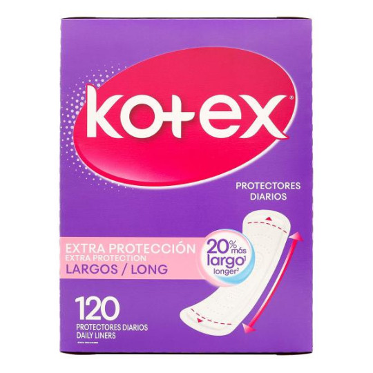 PROTECTORES DIARIOS KOTEX LARGOS 120UNDS 