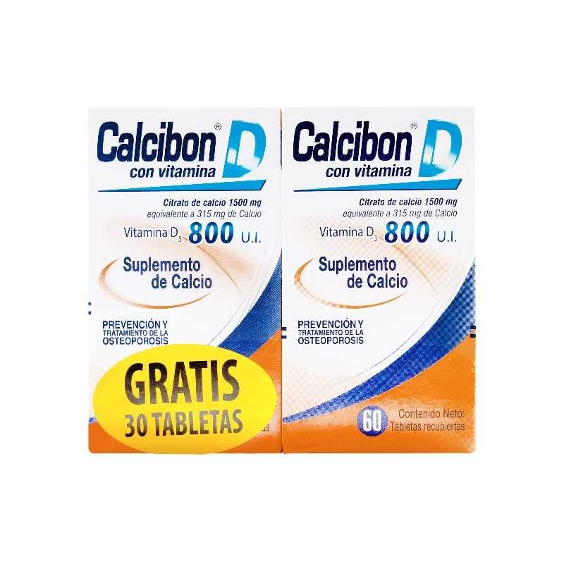 CALCIBON D 800 UI 60 TBS GRATIS 30 TBS SUPLEMENTO DE CALCIO VITAMINA D
