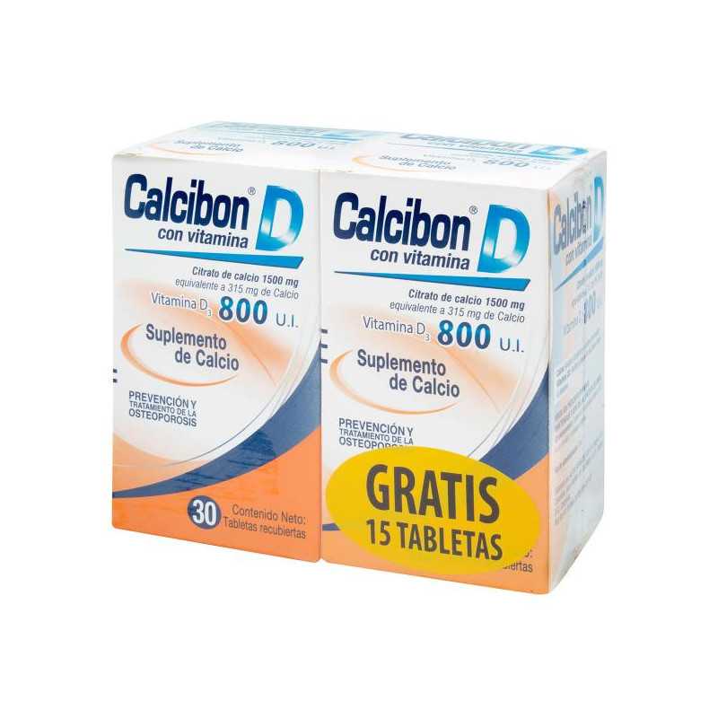 CALCIBON D 800 UI 30 TBS GRATIS 15 TBS SUPLEMENTO DE CALCIO VITAMINA D
