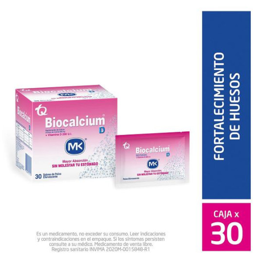 BIOCALCIUM D POLVO 500 MG 30 SBS MK SUPLEMENTO DE CALCIO VITAMINA D