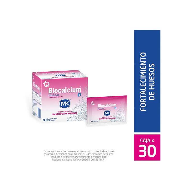 BIOCALCIUM D POLVO 500 MG 30 SBS MK SUPLEMENTO DE CALCIO VITAMINA D