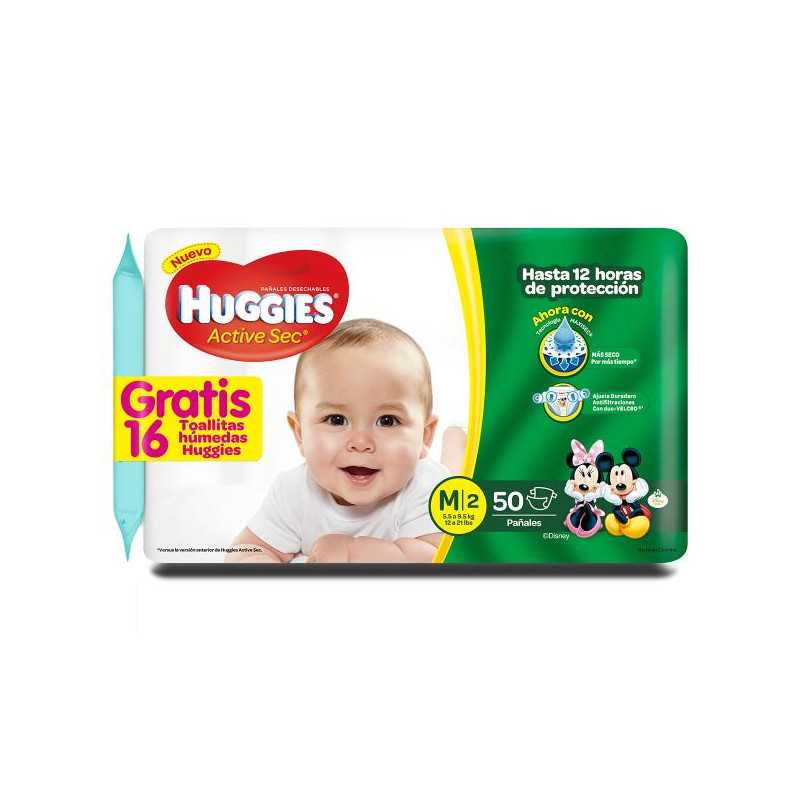 PAN.HUGGIES ACTIVE SEC ET.2 MED.50 U 
