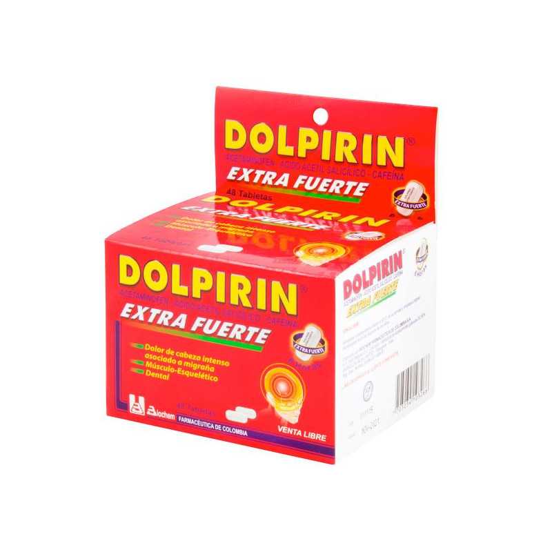 DOLPIRIN EXTRA FUERTE 48 TBS ACIDO ACETILSALICILICO ACETAMINOFEN CAFE