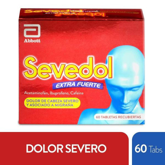 SEVEDOL EXTRA FUERTE 60 TABLETAS IBUPROFENO ACETAMINOFEN CAFEINA