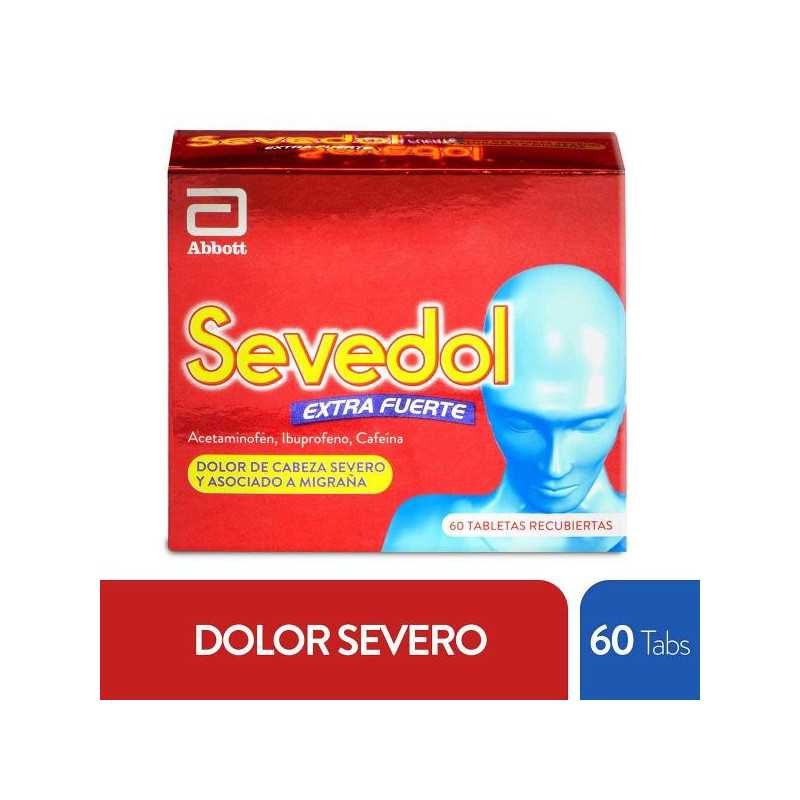 SEVEDOL EXTRA FUERTE 60 TABLETAS IBUPROFENO ACETAMINOFEN CAFEINA