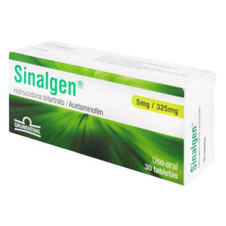 SINALGEN 5/325 MG 30 TABLETAS (A)(DA) HIDROCODONA BITARTARO-ACETANINOFEN