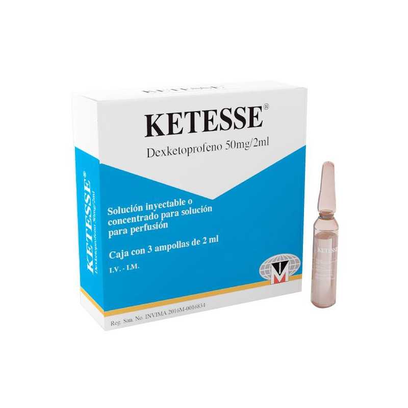 KETESSE 50 MG INYECTABLE 3 AMPOLLAS DEXKETOPROFENO KETESSE 50 MG INYECTABLE 3 AMPOLLAS DEXKETOPROFENO