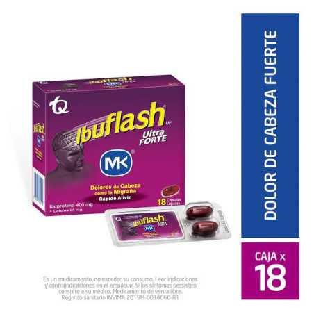 IBUFLASH ULTRA FORTE 18 CAPSULAS IBUPROFENO-CAFEINA 