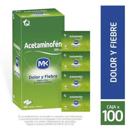 ACETAMINOFEN 500 MG 100 TABLETAS MK ACETAMINOFEN
