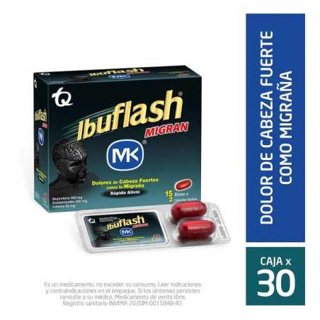IBUFLASH MIGRAN 30 CAPS IBUPROFENO ACETAMINOFEN CAFEINA