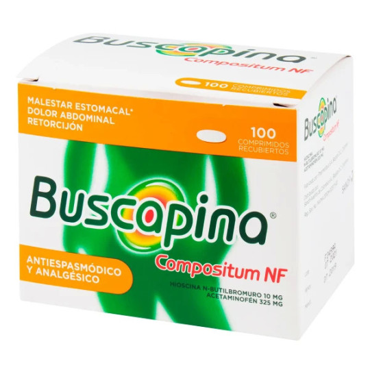 BUSCAPINA NF COMPOSITUM 325/10MG 100 TBS HIOSCINA BUTIL BROM