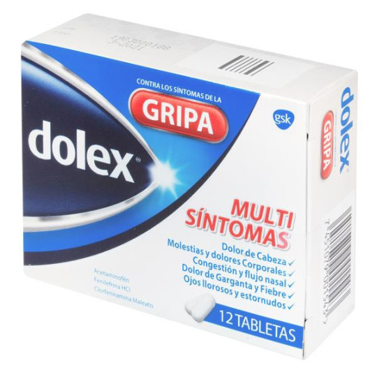 DOLEX GRIPA 12 TABLETAS ACETAMINOFEN