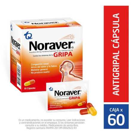 NORAVER G CONTRA LA GRIPA 60 CAPSULAS FINELEFRINA IBUPROFE