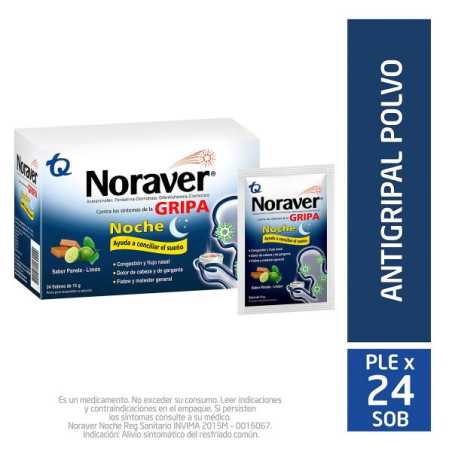 NORAVER GRIPA BEBIDA NOCHE 15 GR 24 SBS FENILEFRINA