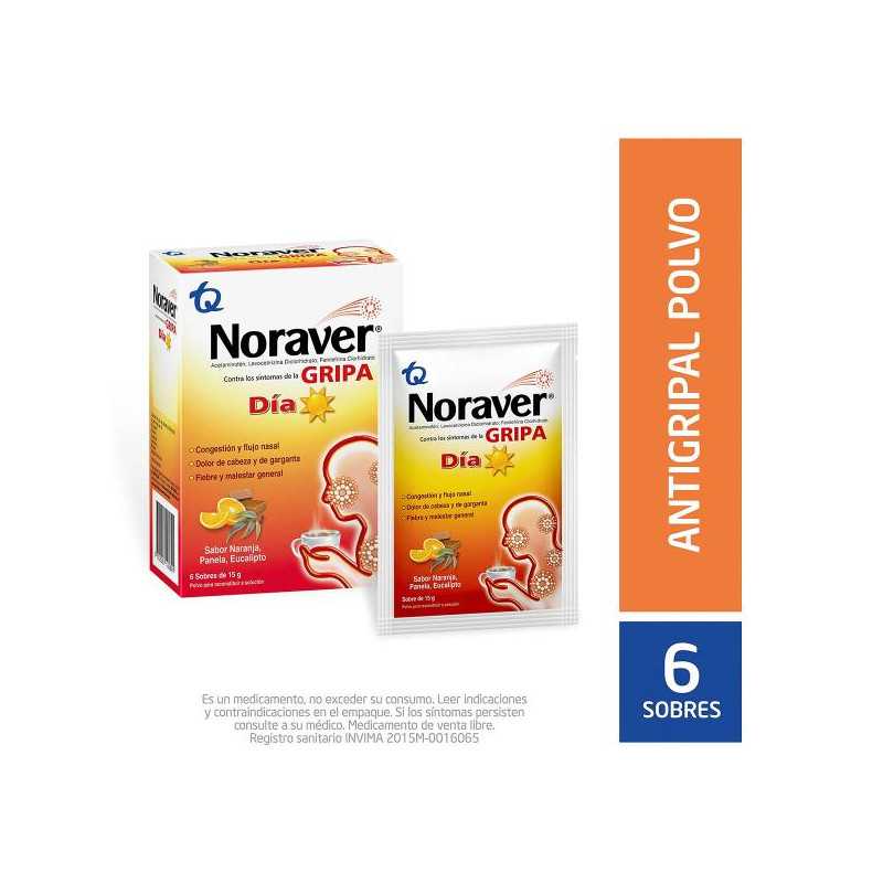 NORAVER GRIPA BEBIDA DIA 15 GR 6 SBS FENILEFRINA 