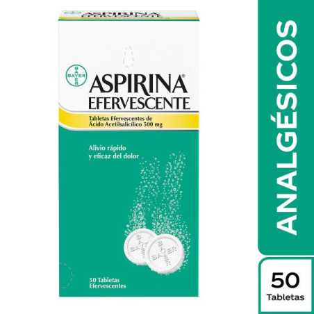 ASPIRINA EFERVESCENTE 500 MG 50 TABLETAS ACETILSALICILICO ACIDO