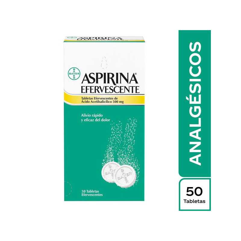 ASPIRINA EFERVESCENTE 500 MG 50 TABLETAS ACETILSALICILICO ACIDO